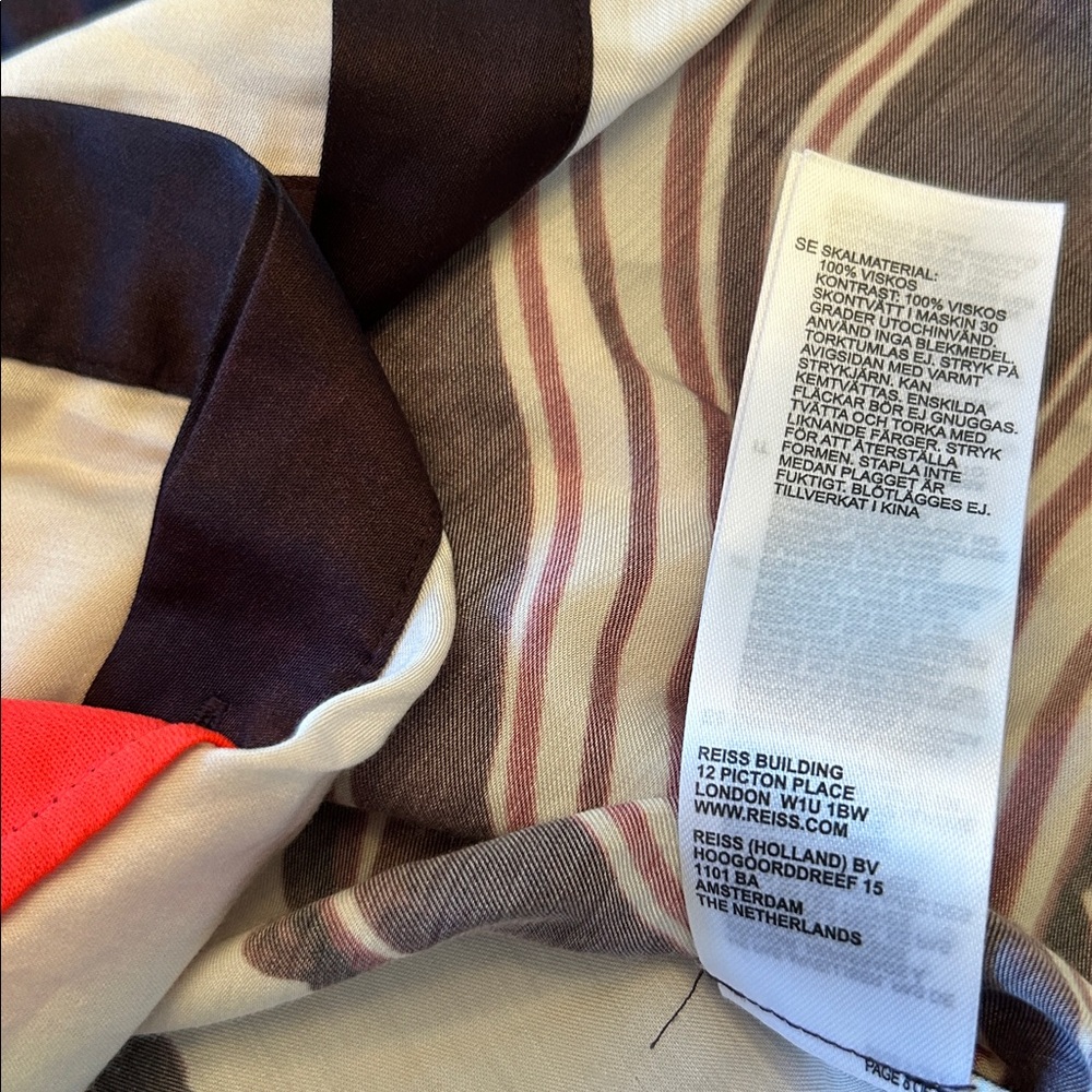 Reiss Women’s Size 6 Karl Orchid Printed button down shirt brown red - Picture 16 of 16